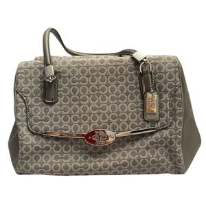 Coach Gray and Cream Shoulder Bag